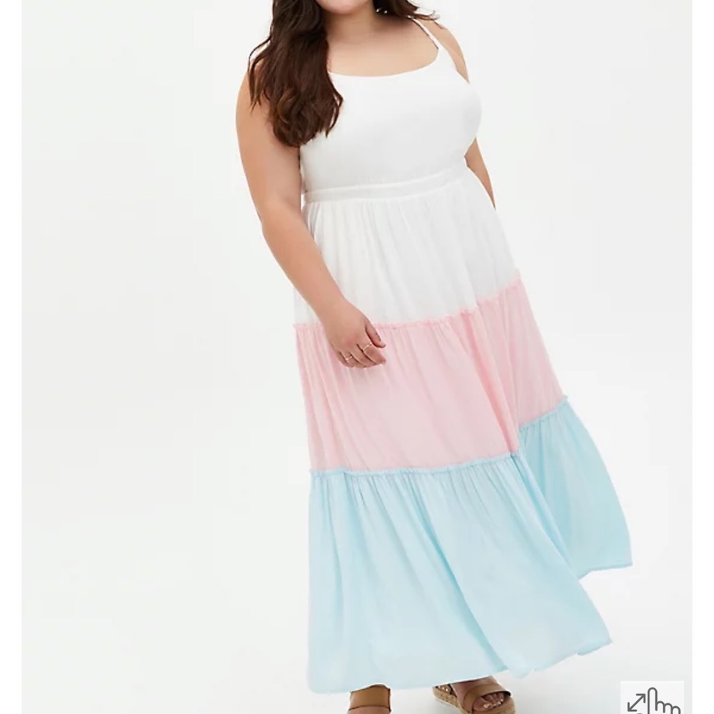 Torrid Multi Colorblock Challis Tiered Maxi Dress